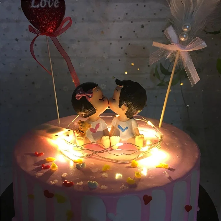 LED-Kupferdraht-Geburtstagstorten-Lichterkette, blinkende Feenlichter in Warmweiß/Bunte Girlandenlichter/Hochzeitsgeschenkbox-Partydekoration – Detail 2