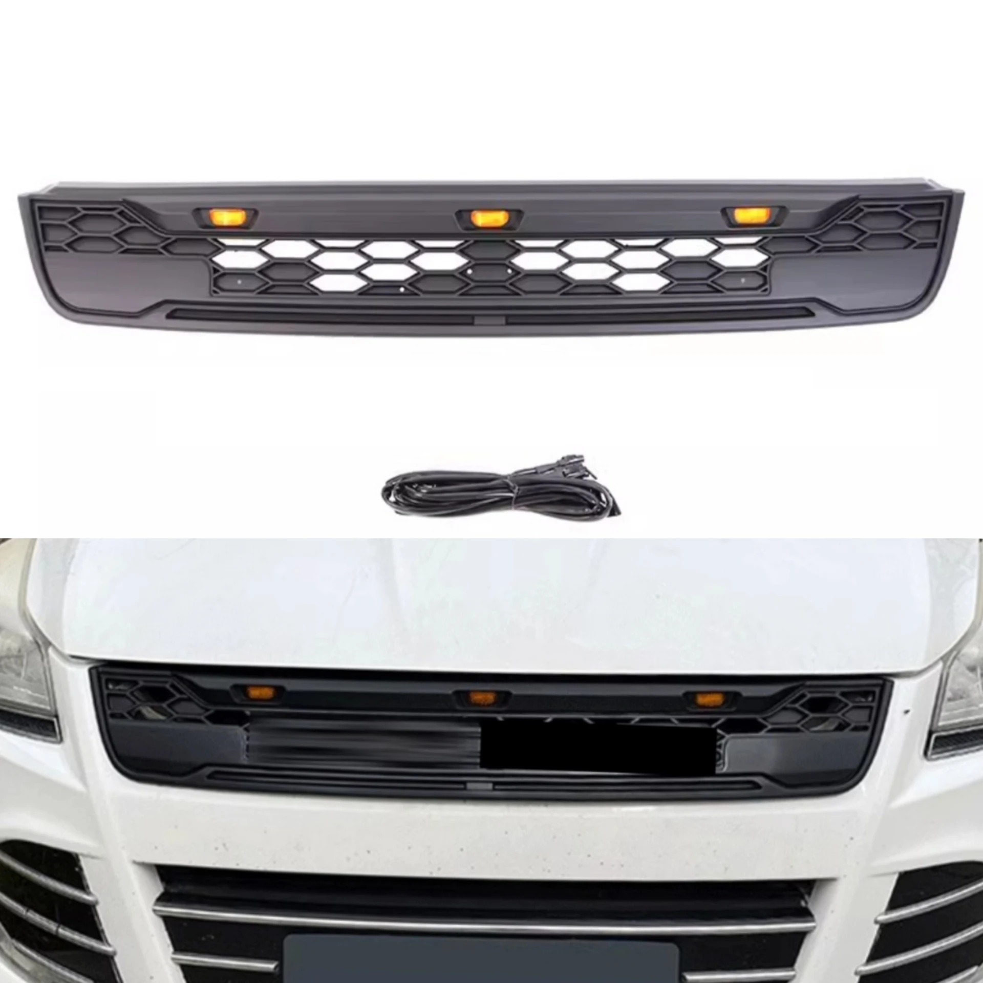 

Body Kit Grill Mask Grid Radiator Grille with Led Light For Ford Kuga Escape 13-15 Modified Net Auto Accessories