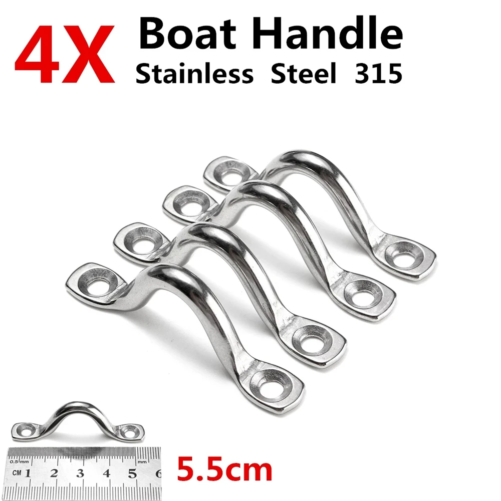 Steel 315 4Pcs Boat Yacht Ship Racing Boats Water Sports Wire Eye Straps Staple Ring Hook Saddle Clip Handle Doorknob