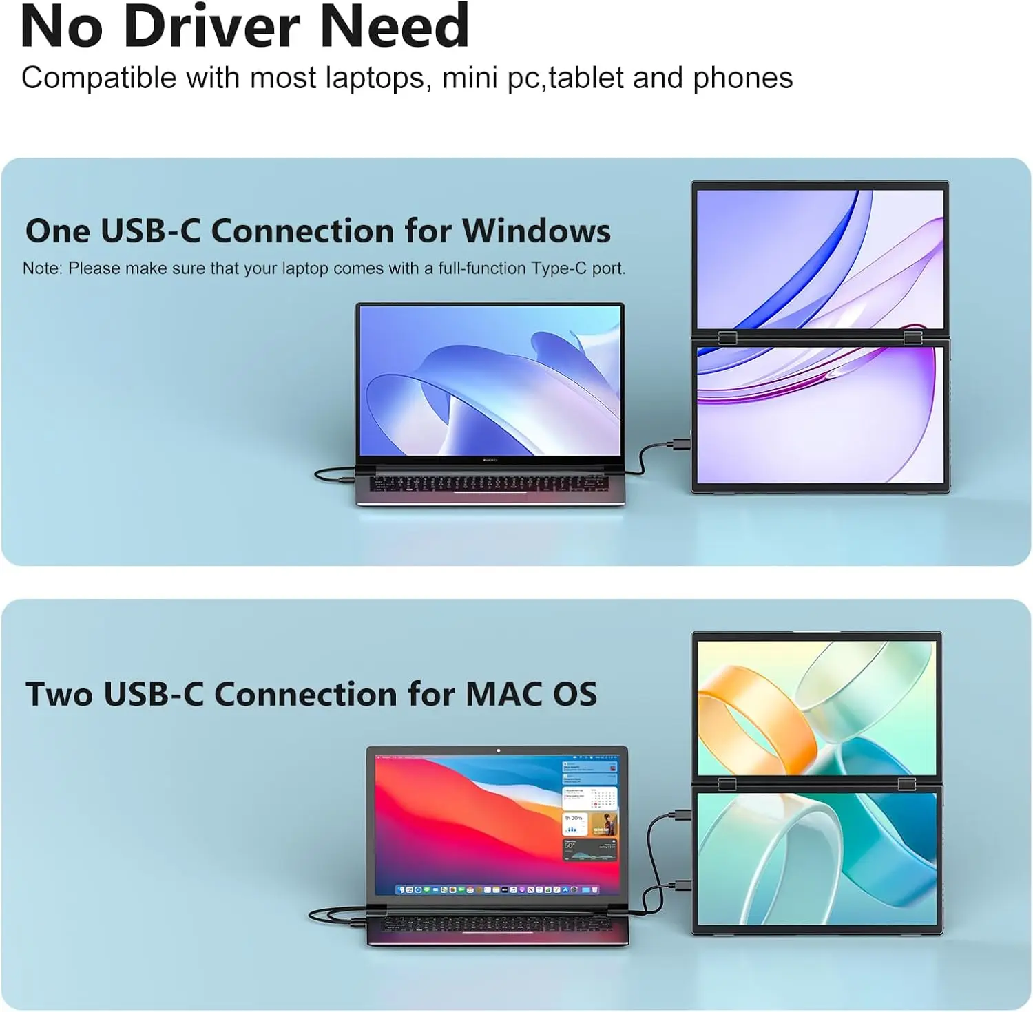 14‘’ Dual Portable Monitor Sta - Dual Monitor Desk Setup avis et prix