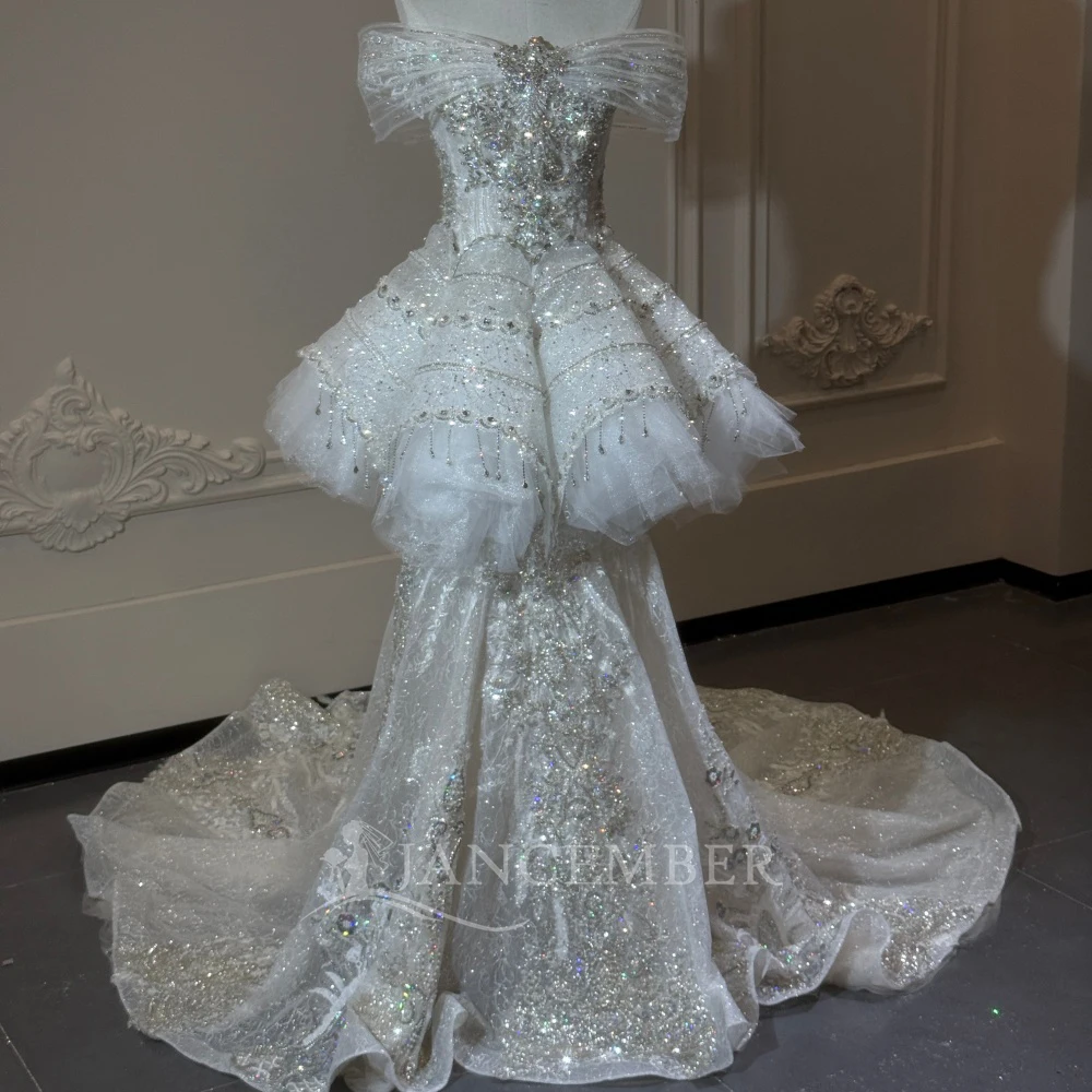 Customized Princess Sequined Beading Mermaid Detachable Wedding Dresses 2026 Scoop Bride Gowns vestidos de novia boda