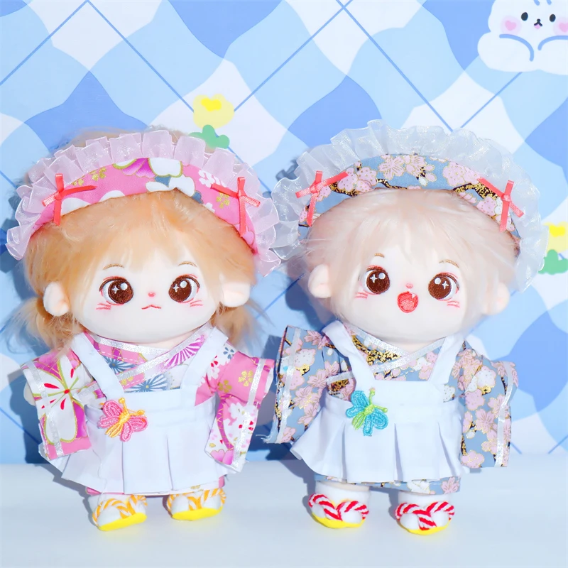 Handmade 4pc 15/20/40cm No Attribute Doll Clothes Plush Dolls Outfit Antique Maid Suit Hanfu Headband Shoes Apron Cos Suit