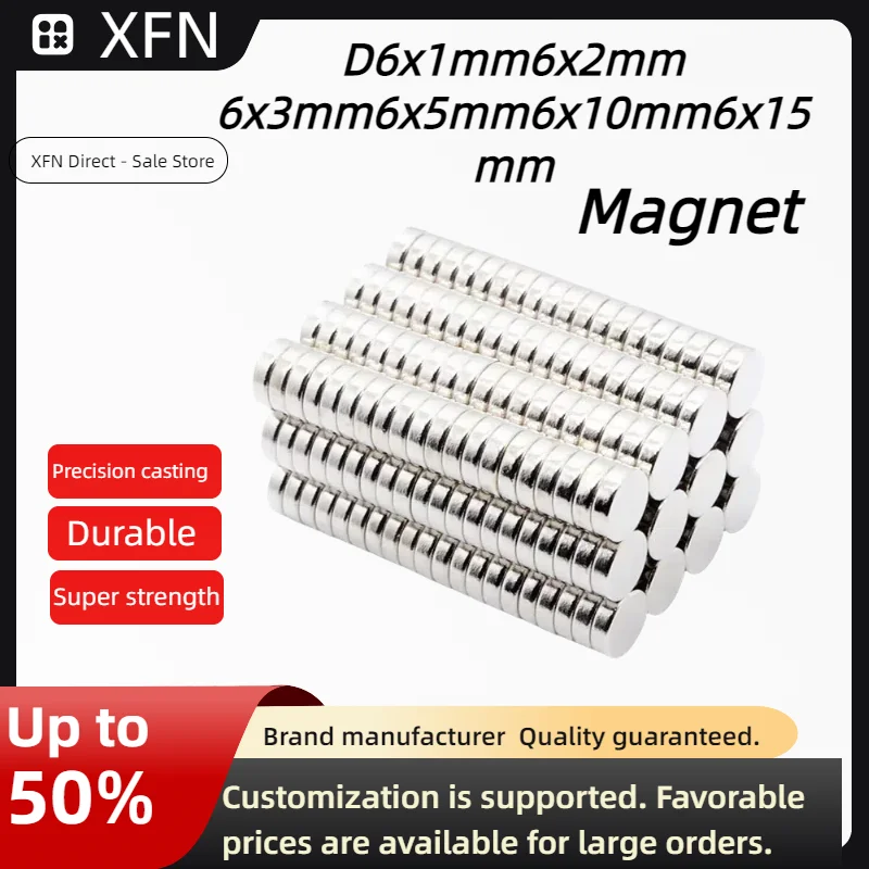 10/20/50PCS 6x1mm 6x2mm 6x3mm 6x5mm 6x10 Strong Round Magnet NdFeB Powerful Small Magnetic Disc Rare Earth Neodymium Magnets