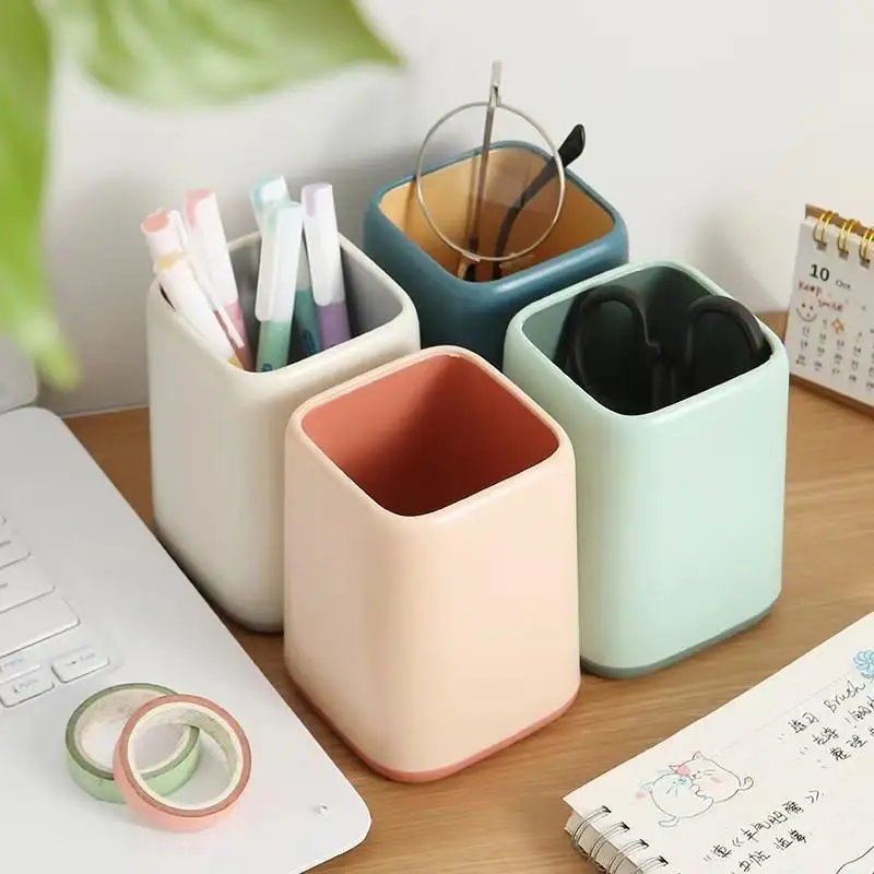 Waterproof Plastic Pen Holder Kawaii Desk Organizer Storage Box Multi-functional Stationery Holder for Office School