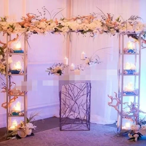 

Stainless Steel Frame Luxury Wedding Stage Backdorps Arch Plinth Candle Garland Crafts Stand Flower Toys Home Ornaments Holder