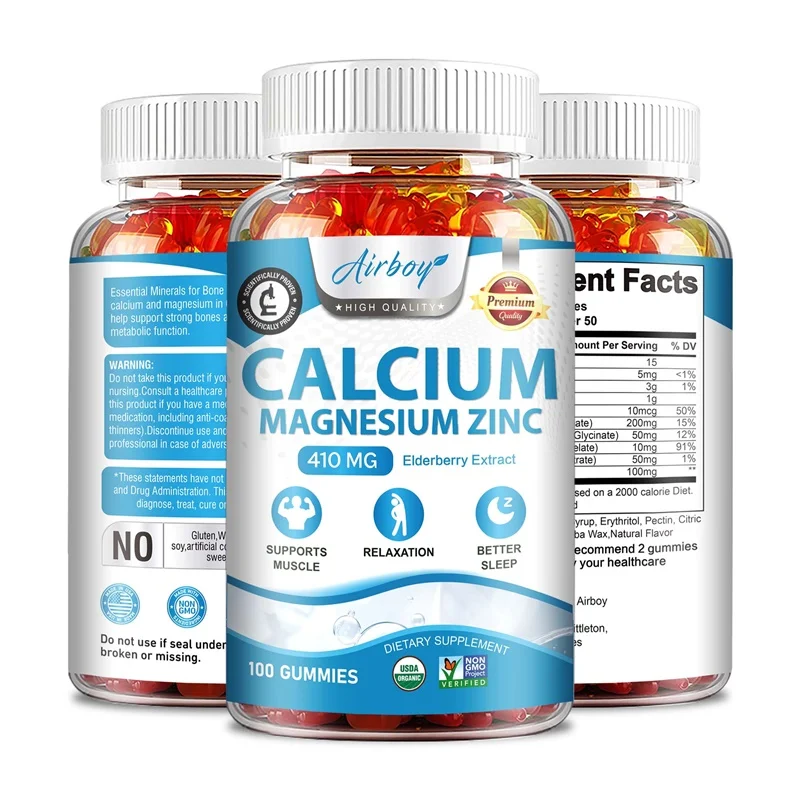 

Calcium Magnesium Zinc Gummies - Supports Muscle Nerve Joint and Heart Health Increase Immune System
