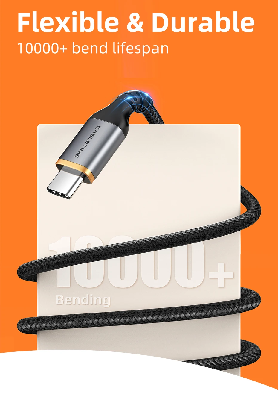 CABLETIME 3A USB Typ C Kabel Schnelllade-USB-Kabel QC3.0 Datenkabel 18 W für iPhone 15 Samsung S23 Xiaomi 11 Pro USB C Daten – Detail 6