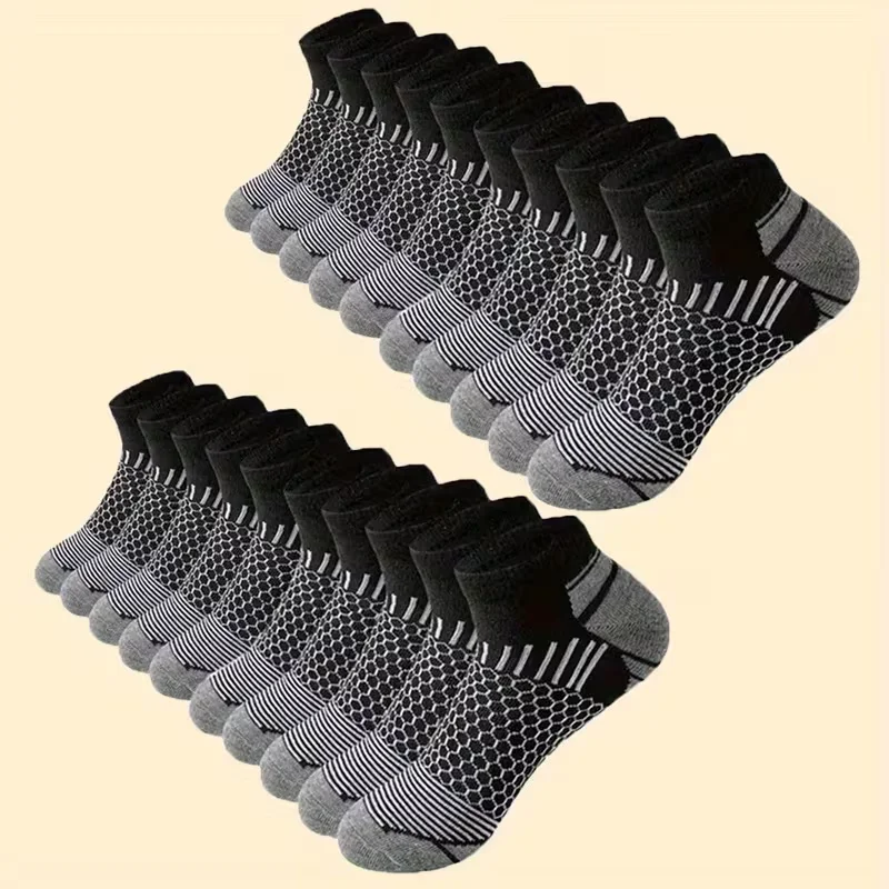 10-Pack Men's Cushioned Athletic Running Performance Socks Breathable & Lightweight - Ideal For Sports & Daily Wear