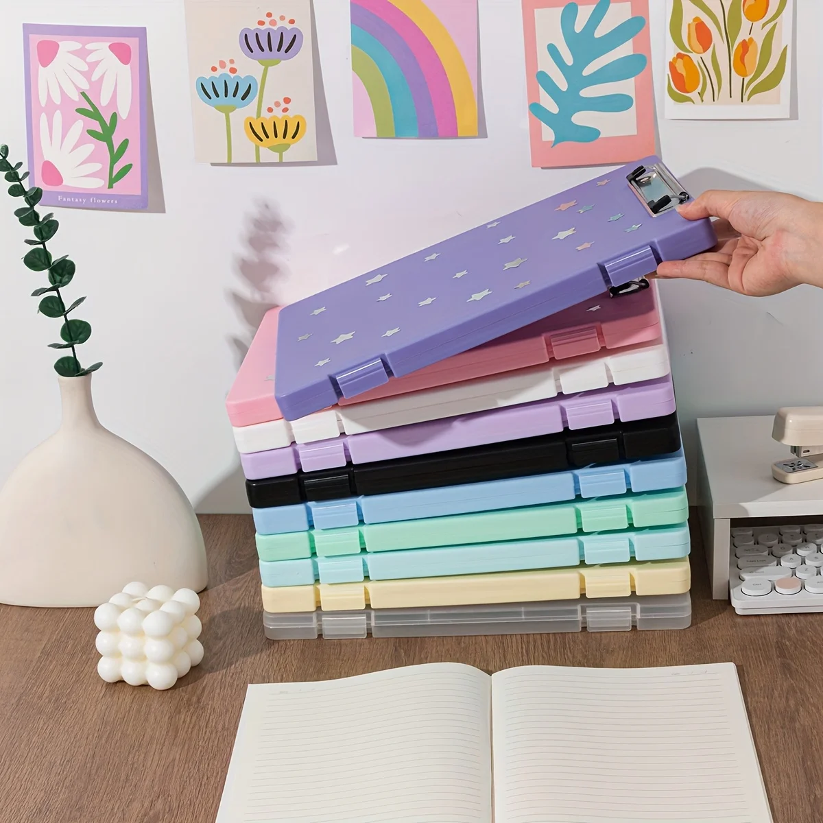 

A4 Clipboard Paper Clip Holder Pen Slot Storage Organizer Back To School Stationery Supplies Sketch Art Drawing Painting Board
