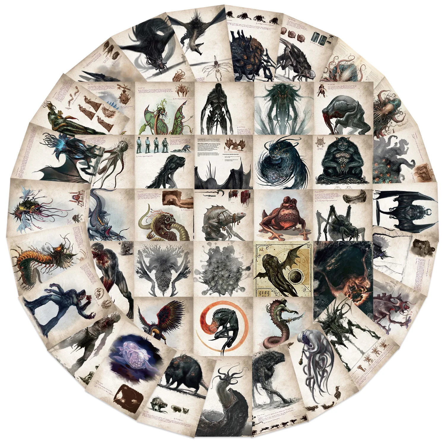 50Pcs Cthulhu Mythos Monster Stickers - Horror Fantasy Decor for Phone Case/Notebook/Water Bottle - Waterproof PVC