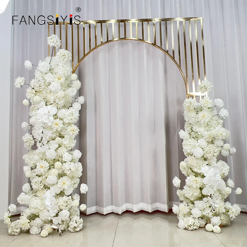 

White Artificial Rose luxurious Arch Decor Hang Flower Row Wedding Backdrop Wall 5D Floral Arrangement Party Window Display prop