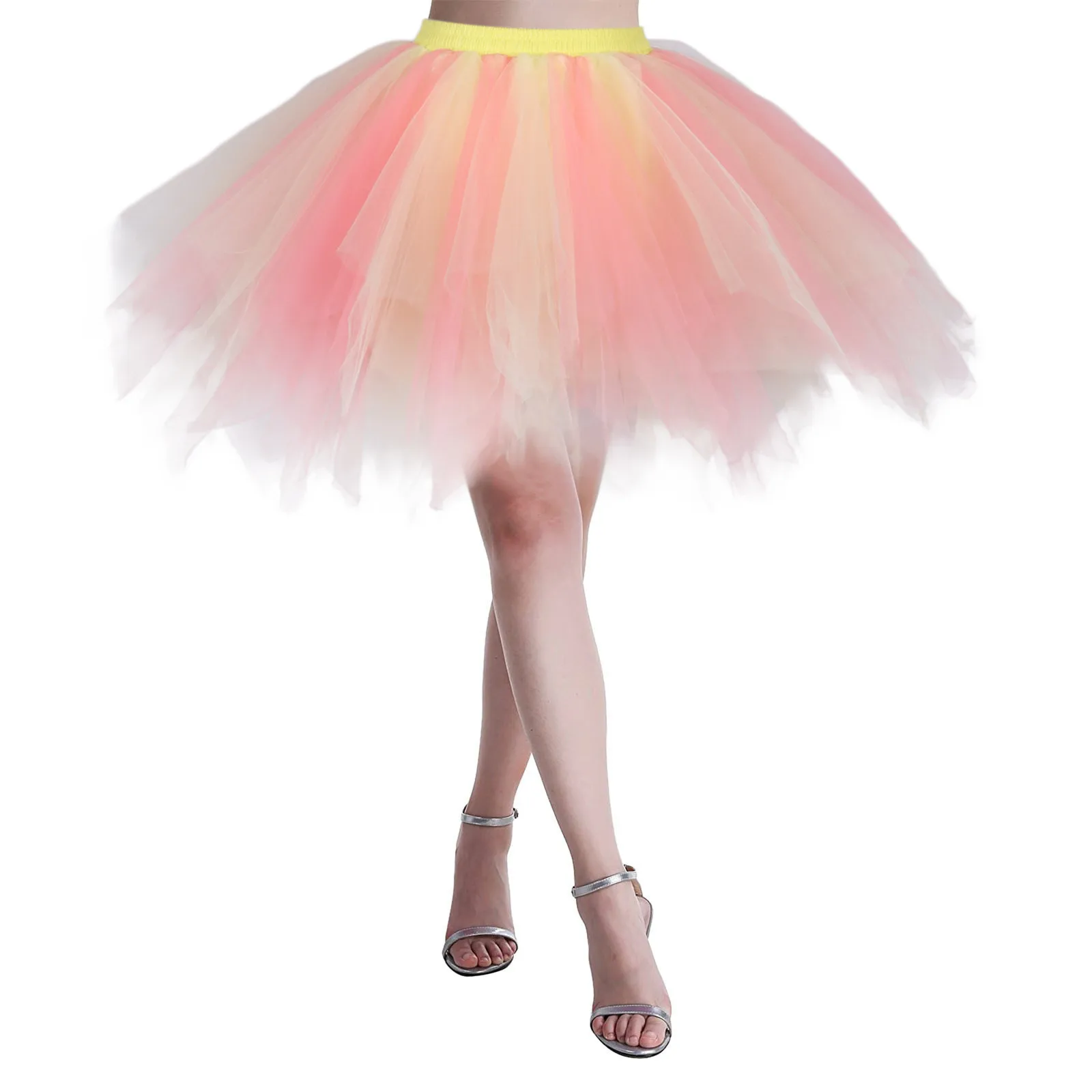 Women's Candy colored Colorful Skirt Sexy Lady Tutu Tulle Skirt Christmas Masquerade Dress Stage Performance Ballet Fluffy Skirt