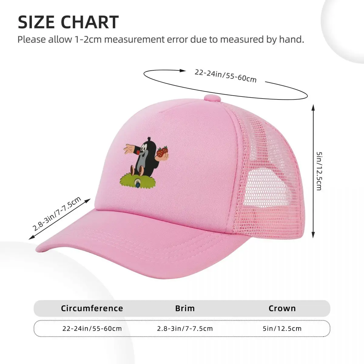 Cute Happy Mole Krtek Mesh Baseball Caps Snapback Fashion Baseball Hats Breathable Casual Casquette Outdoor Unisex