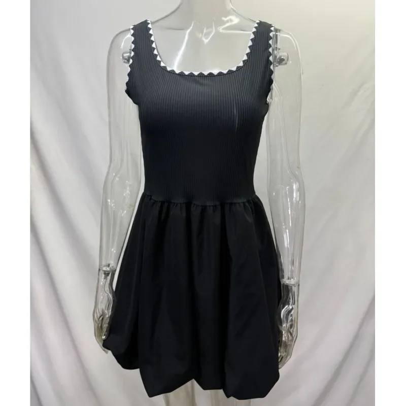 Fashion Sexy Backless Dress Summer Elegant Casual Mini Beach Party Dresses Classic Black and White Splicing Womens Clothing 2025