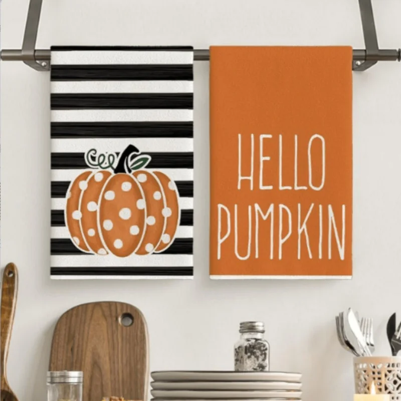 Pumpkin Pattern Cleaning Cloth Multipurpose Fiber Dishwashing Cloth Nonstick Dish Rags Kitchen Clean Gadget Halloween Decoration