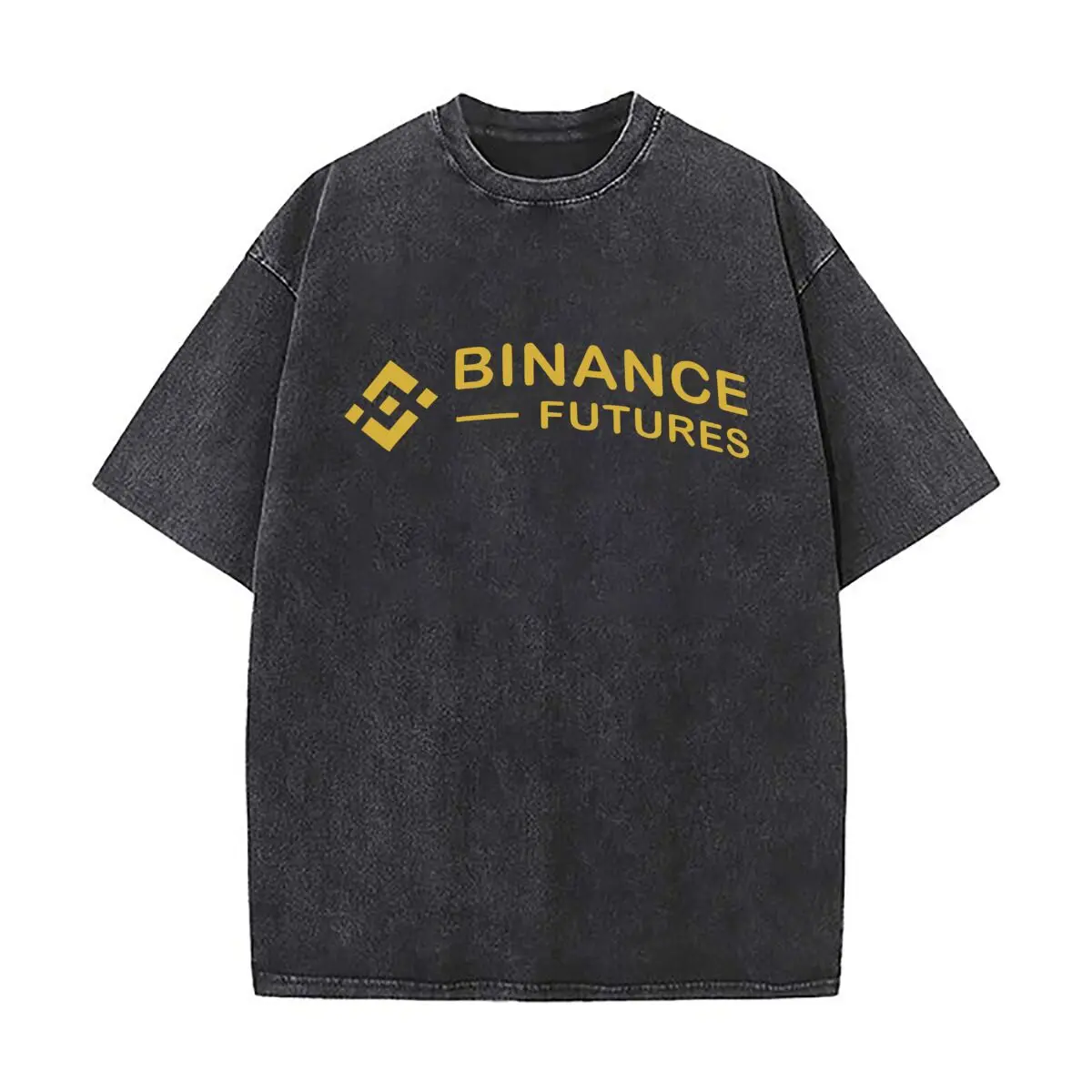 Binance Futures Crypto  Inspired Brand Art Casual Washed Distressed T Shirt Vintage Minimal Short Sleeve Top