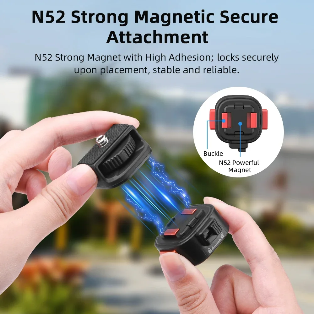 Flymile Magnetic Quick Release Adapter for GoPro 13 Camera 1/4'' Converter Tripod Base Mount for Insta360 X4/Action5 Accessories