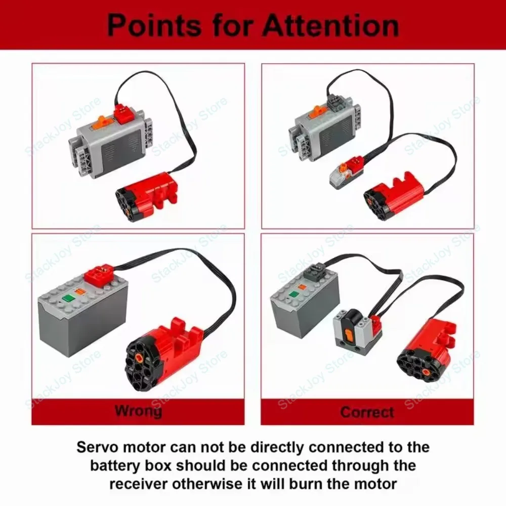 MOC Power Functions Bausatz Zugmotor-Servo-Set mit BatteryBox-Fernbedienung für selbstgebautes technisches Modell, kompatibel mit Legoeds