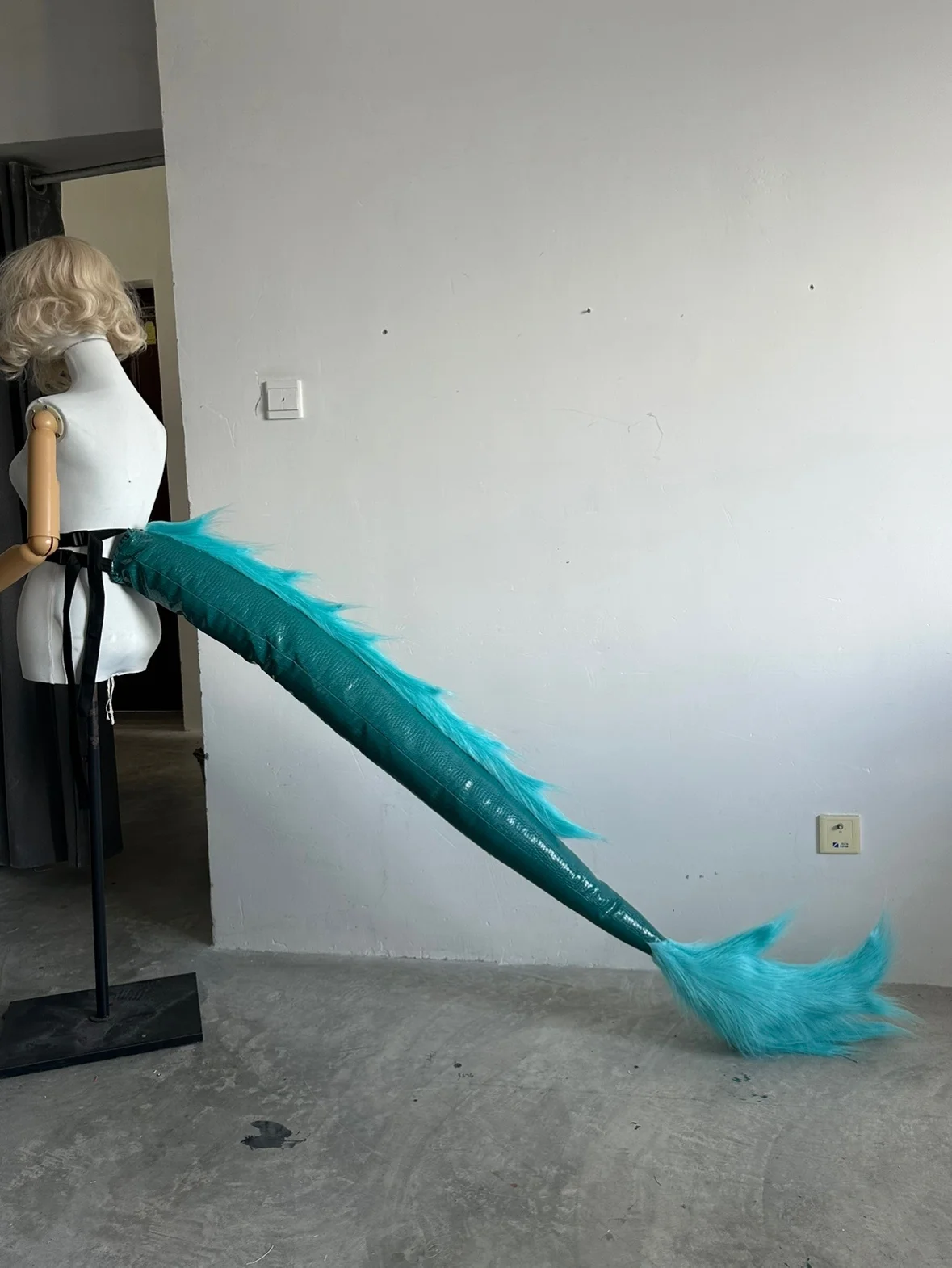 Dark Blue Dragon Tail Performance Tail PU Appendage Props Cosplay Loong Blue Tails Waist Decoration Leather Material Accessory