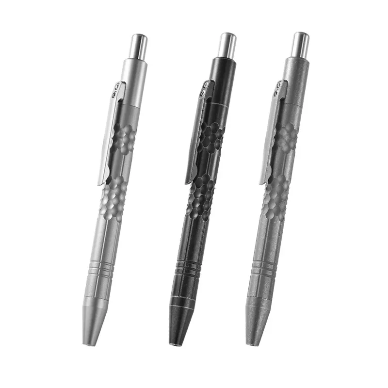 0.5mm Retractable Titanium Alloy Pen Signature Business Gift Bolt Action Pen for school with 5pcs Black G2 Pen refills