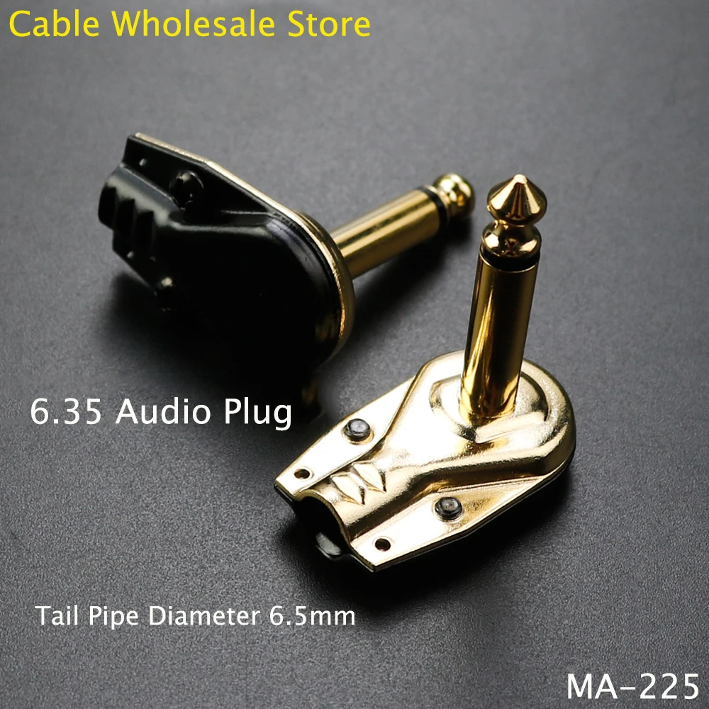 Cable Wholesale Store 1Pc Straight Guitar Cable Plug Two Pole Mono Amplifier Microphone 6.35 90 Degree Audio Guitar Plug Adapter