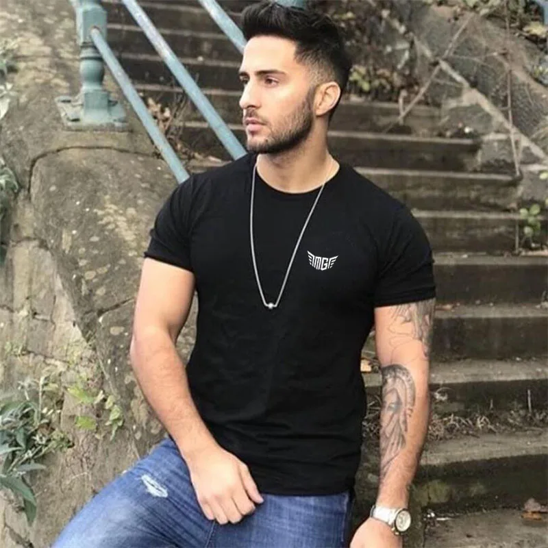 

Men's Summer Cothon Thin Style Short Sleeve Fitness T-Shirt Running Sport Gym Muscle Workout Casual High Quality Tops Clothing