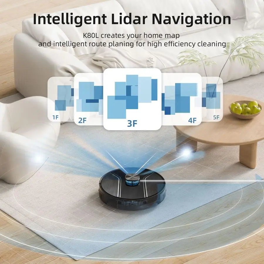 Vacuum and Mop Combo, 5000Pa Suction LiDAR Navigation with APP amp Voice Control, AntiTangle Brush, MultiFloor Mapping, NoGo Zon