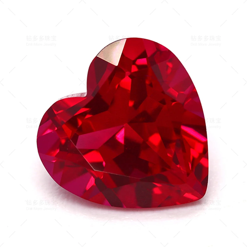 High Quality Lab Grown Pigeon's Blood Ruby Heart-Cut Gemstone Charm Jewelry Optional AGL Certificate