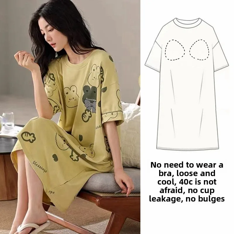 Sleeping Dress Women's Nightwear for Woman Night Clothes Women Sleepwear One Piece Dress Short Sleeve Sleepwear Pyjamas Pajamas