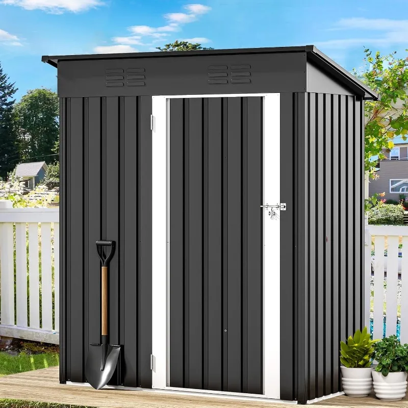 

5x3ft Outdoor Storage Shed, Weatherproof Tool Shed W/Locking Entry & Ventilation for Grass Cutter, Bike, Equipment, Courtyard