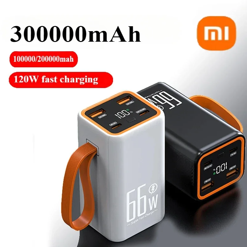 

300000 MAH High Capacity Power Bank 66W Fast Charger Waterproof Rechargeable Battery for Mobile Phone Computer Camping LED Light