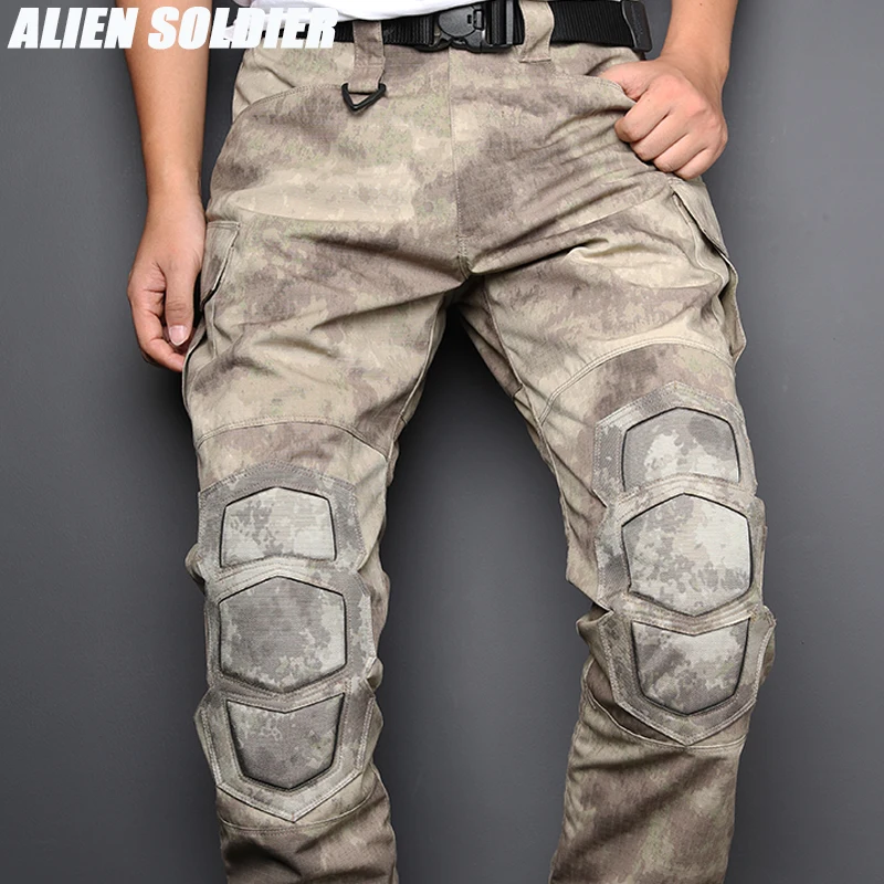 Special Forces Ruins Camouflage Pants, Turtle Shell, Knee Guard, Motorcycle Riding Tactical Pants, Outdoor Clothing, A-TAC, ATAU