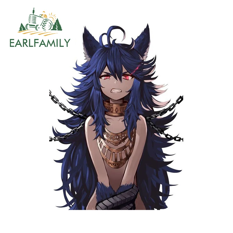 EARLFAMILY 13cm × 9.3cm Fried Hair Furry Wolf Boy Car Stickers Cool Personal Tuya Design Decals Great Scratch-Proof Car Goods