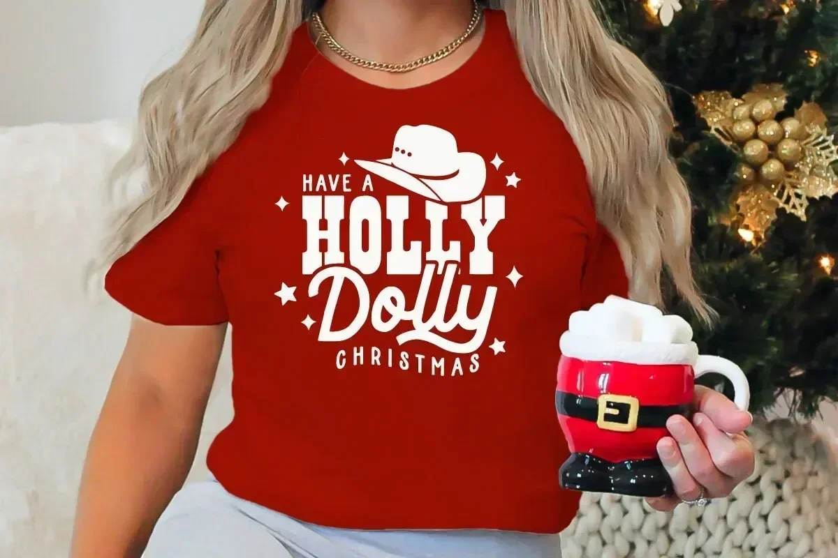 Christmas T Shirt Cute Holiday Holly Dolly