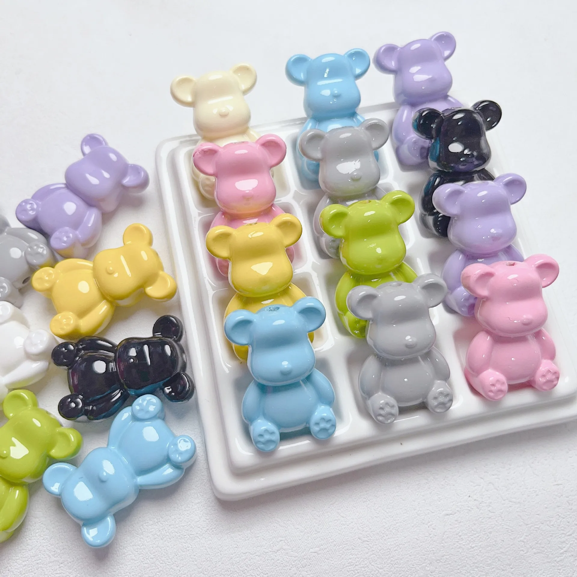 Macaron Color Cute Bear Beads For Jewelry Making Kawaii DIY Decorations Phone Chain Keychain Bracelet Charms Hairpin Accessories