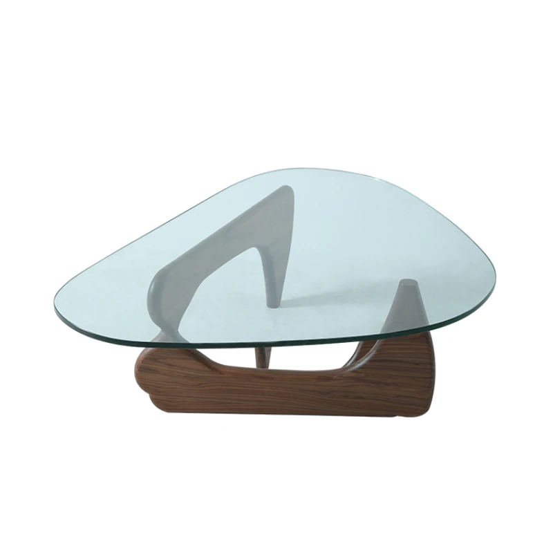 

toughened glass solid wood creative luxury triangle coffee table art medieval retro Nordic