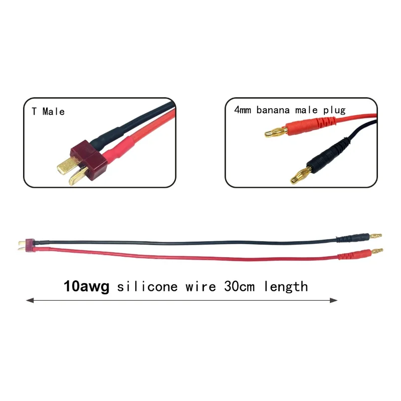 10AWG Deans T Plug To 4.0mm Gold Banana Connector Cable High Rate Lithium Battery Charging Wire for Model Lipo Battery Charger