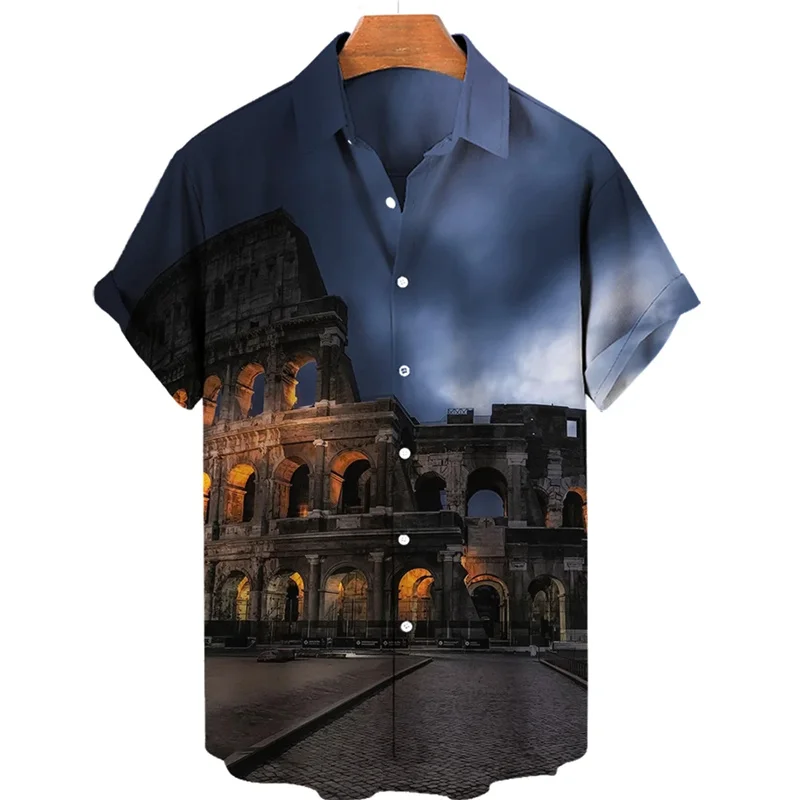 Chemises imprimées 3D du patrimoine mondial Harajuku pour hommes et enfants, chemises courtes cool, streetwear vintage, chemise à revers, vêtements à la mode, nouveau