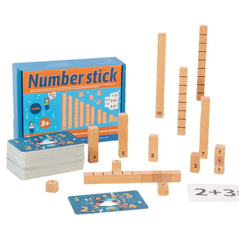 Math Blocks Odorless Skin-friendly Wood Math Manipulatives Educational Toy Board Games Education Supplies For Toddler