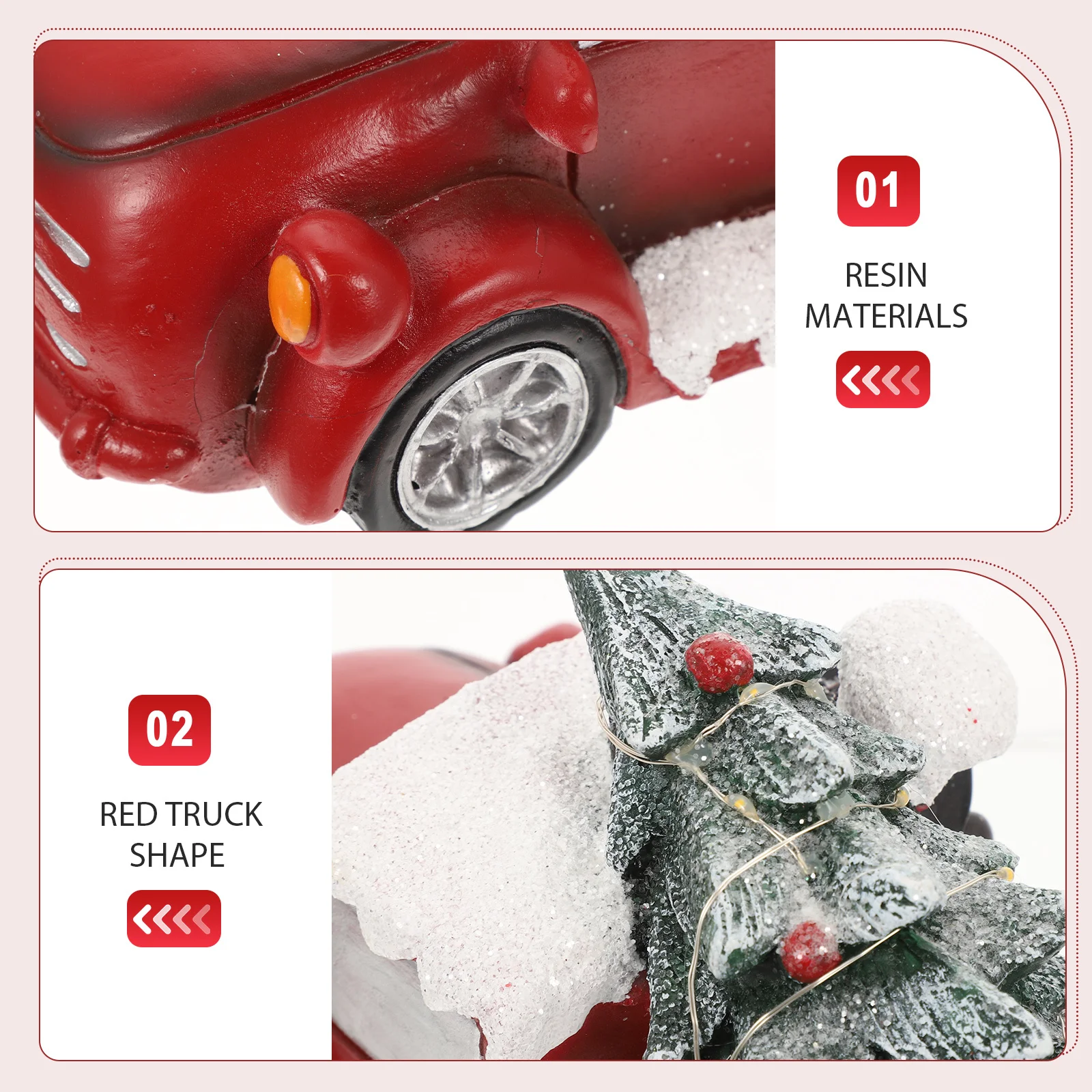 

Christmas Red Truck Resin Ornament LED Lights Xmas Decoration Table Centerpiece Creative Gift Xmas Red Truck Christmas Supply