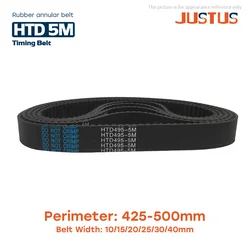 HTD 5M High-Quality Rubber Timing Belt Perimeter 425/430/435/445/450/455/460/470/475/480/490/495/500mm Width 10/15/20/25/30/40mm