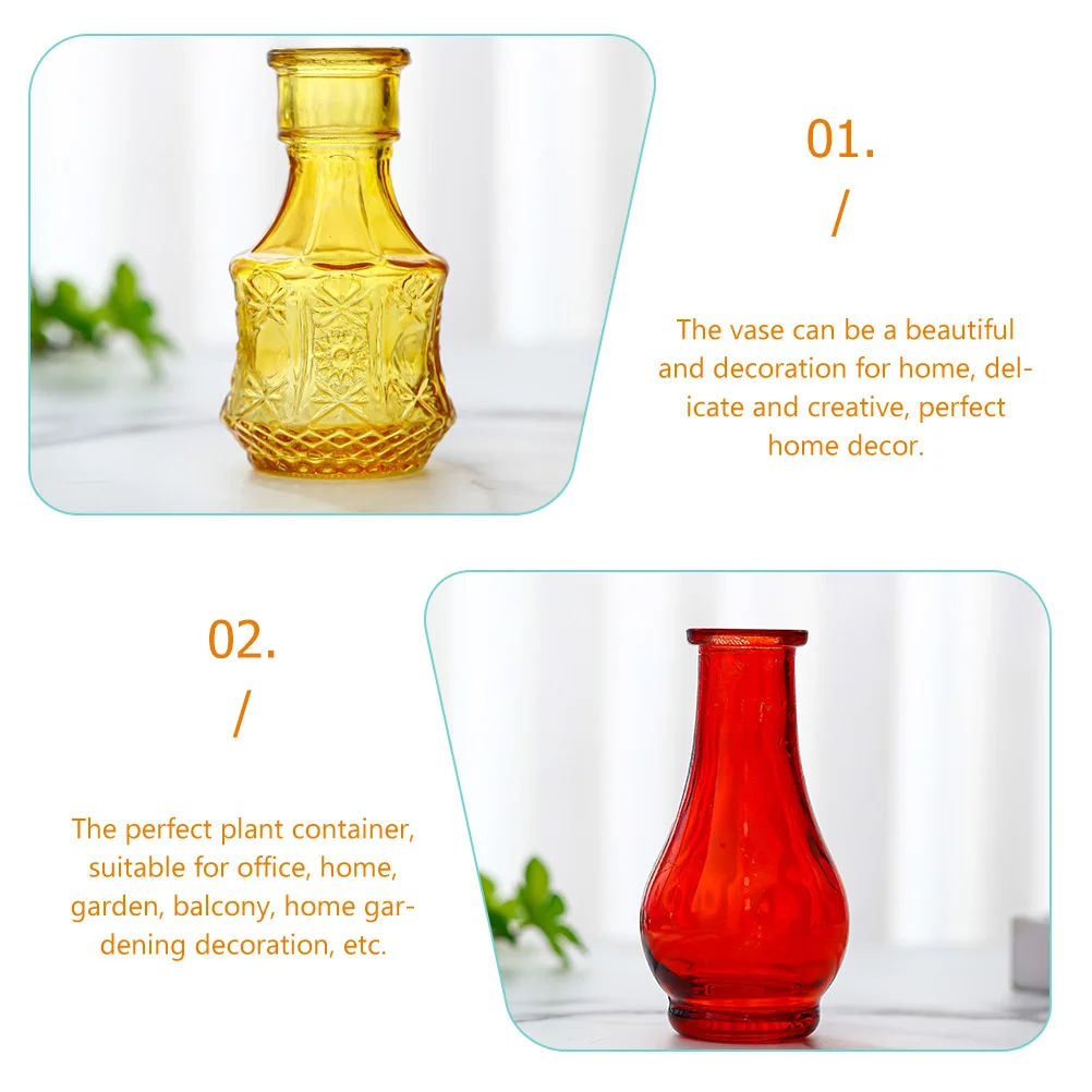 

3Pcs Glass Vase Set Embossed Vintage Small Vases Decorative Flower Vase for Home Garden Office Centerpiece Vases for Flowers
