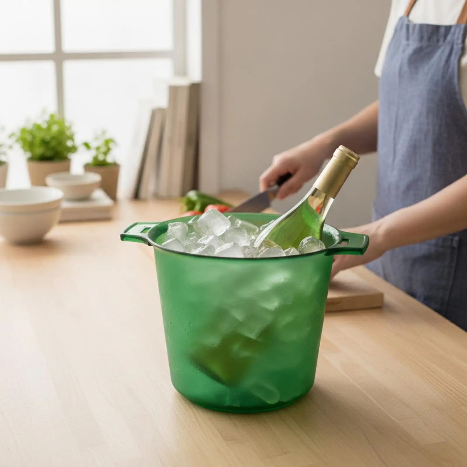 Ice Container with Handles Frosted Champagne Container Beverage Tub Portable