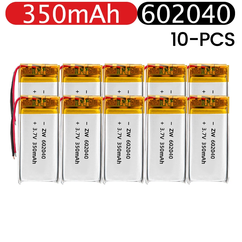 

3.7V 350mAh 602040 Polymer Lithium Rechargeable Battery XH2.54 PH 2.0 2pin plug for GPS navigator MP5 Bluetooth Headset