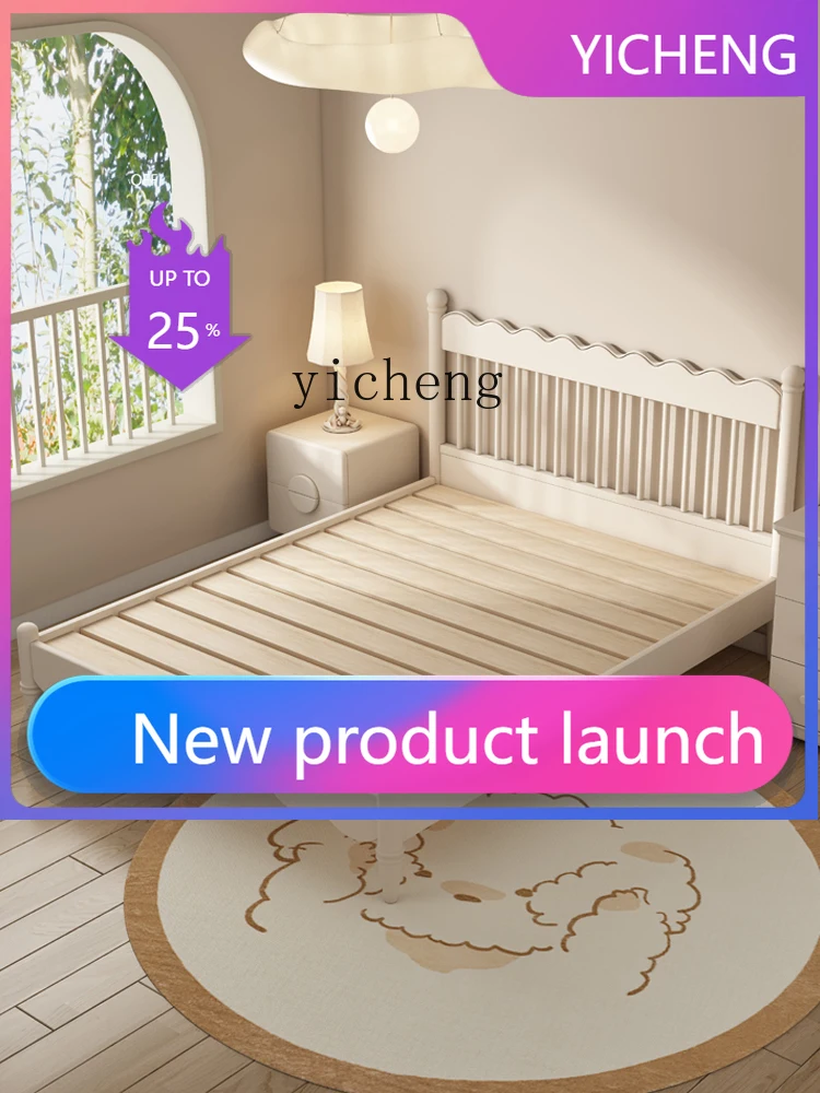 

Children's Solid Wood Bed Modern Minimalist Windsor Bed Single Bed 1.5 M Retro Cream Style