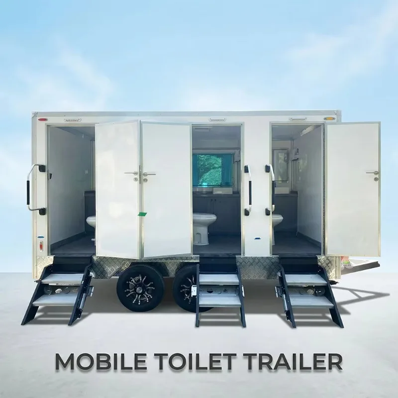 Durable 2 Stall Portable Restroom Trailer Mobile Toilet Trailer with Galvanized Chassis for School Campus Use