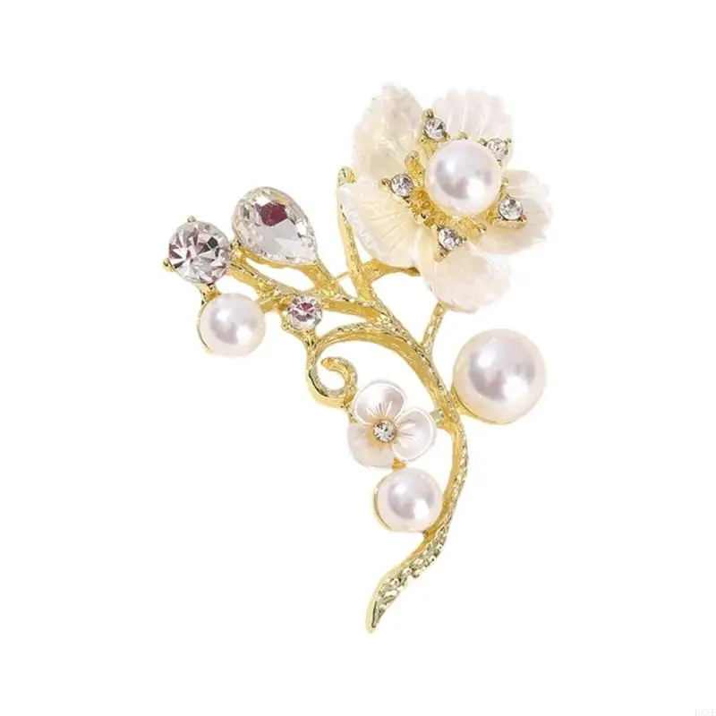 Multi Purpose Crystal Flower Brooch Pin for Handbag Scarf and Decoration