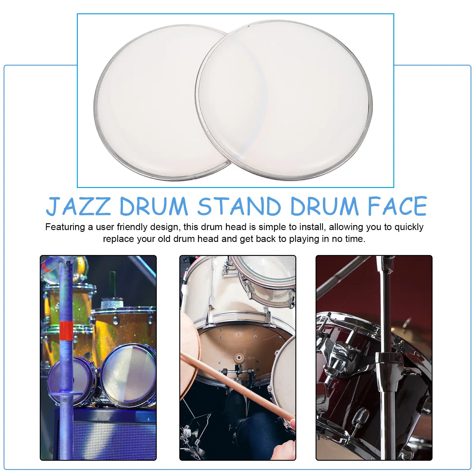 10 Inch Head with Reinforcement Dot and Overtone Ring for Snare Bass Kick Drums Professional Sound Control Drum Heads
