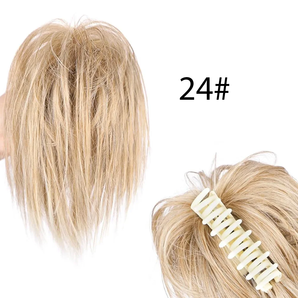 Women 9.8 inch Wig Hair Bundles  Short Ponytail Messy Fluffy Bird's Nest High Temperature Synthetic Fiber Hair for Adding Volume
