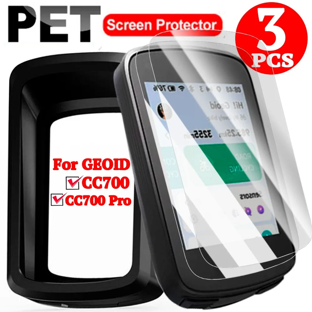 3IN1 Screen Protector Kit for GEOID CC700/CC700 Pro HD Clear Anti-Scratch PET Protective Films Silicone Case for GEOID CC700 Pro